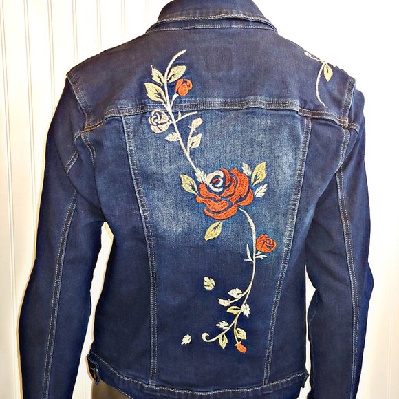 Royalty for me Embroidered Denim Jean Jacket - L - Picture 2 of 6